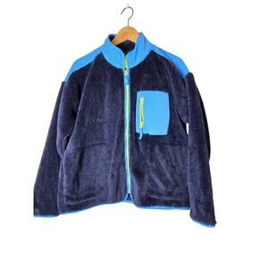 J. CREW Blue Super plush Sherpa Retro Boxy Active Full Zip Neon Jacket SZ S